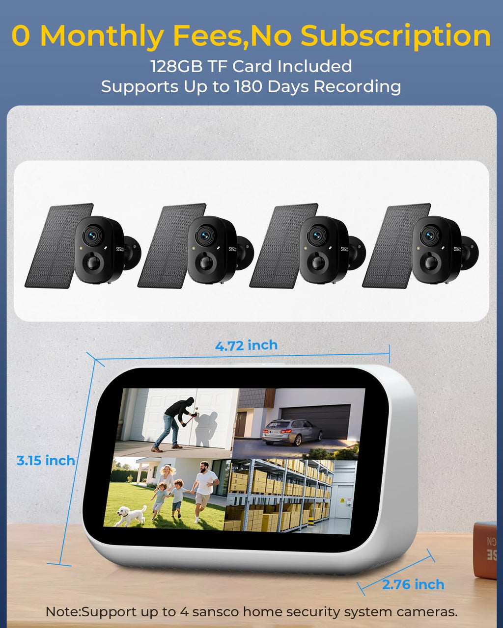4 Cam Wireless Solar Security Camera System Y54686
