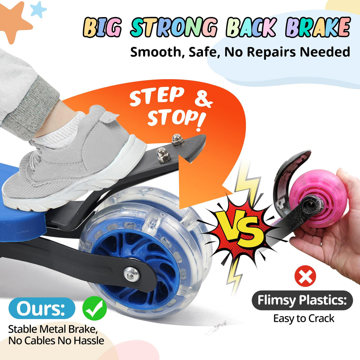 3 Wheel Kids Kick Scooter with Light-Up Wheels and Adjustable Handlebar A7652