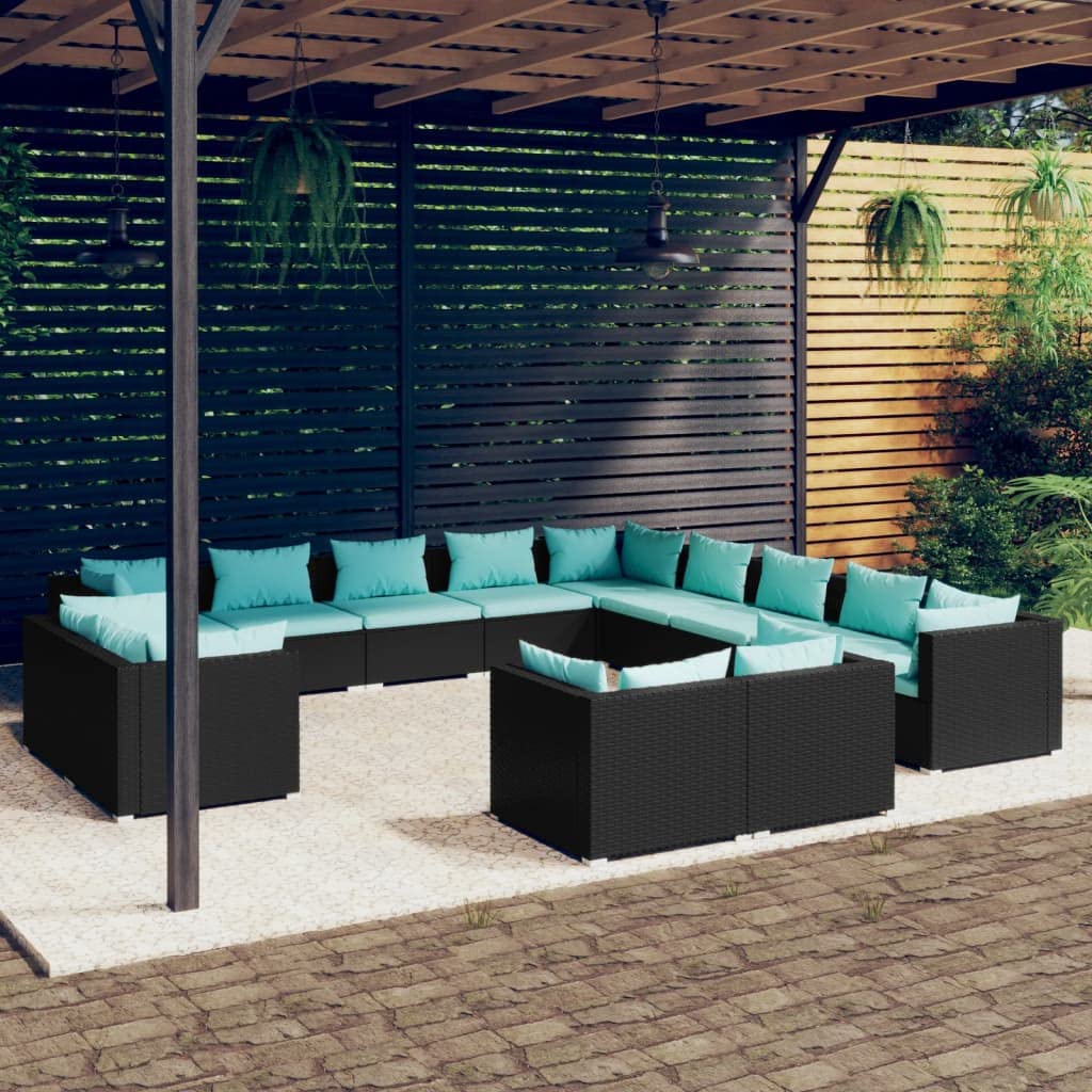 Black 13-Piece PE Rattan Outdoor Sectional Sofa C384776