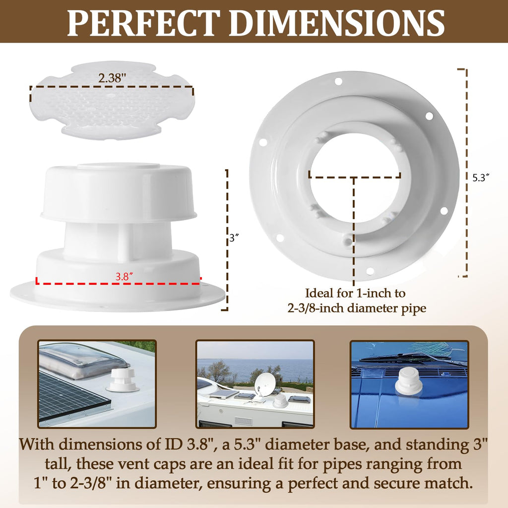 White RV Roof Vent Cover Kits with Putty Tape and Screws G834