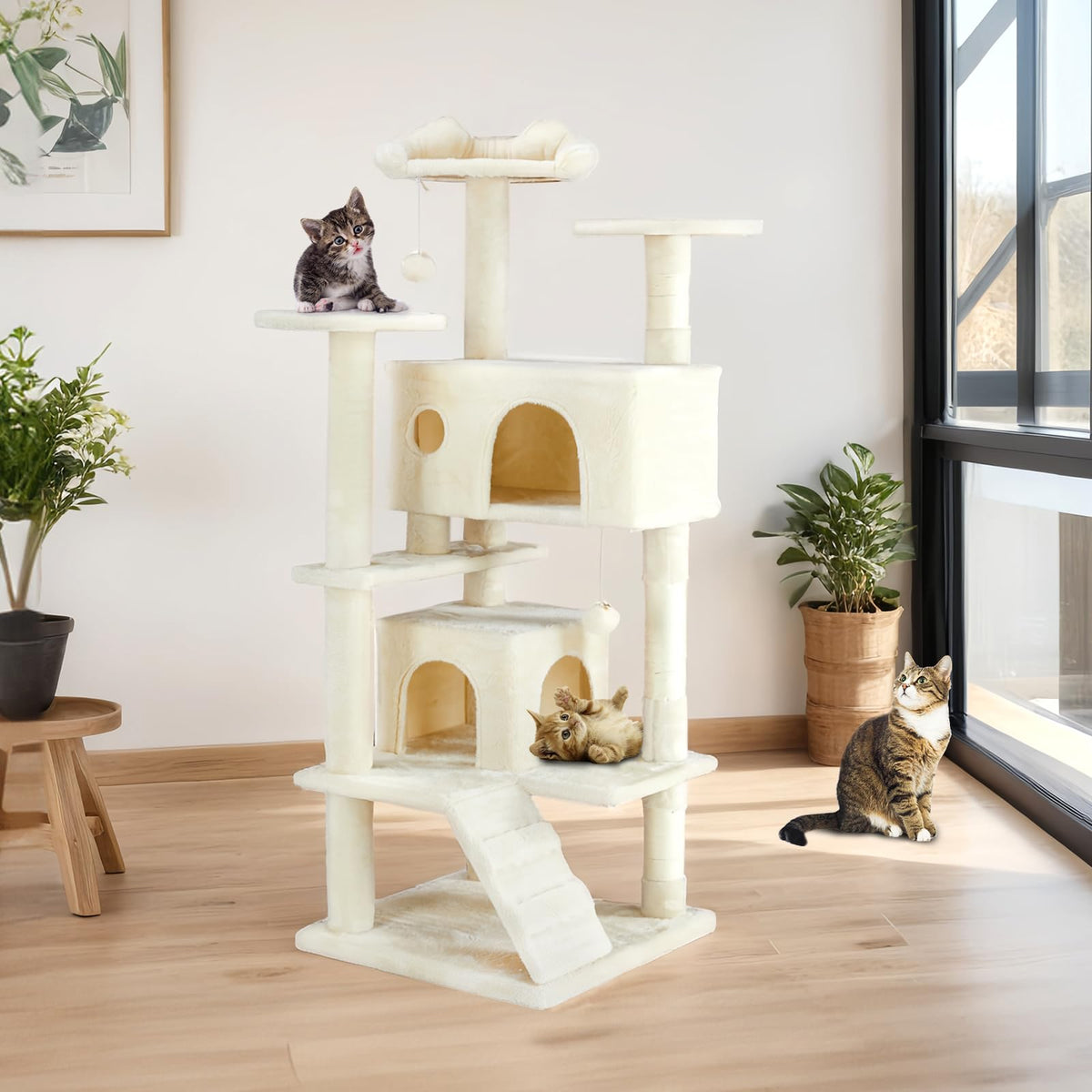 54-inch Cat Tree Tower with Scratching Posts C5837