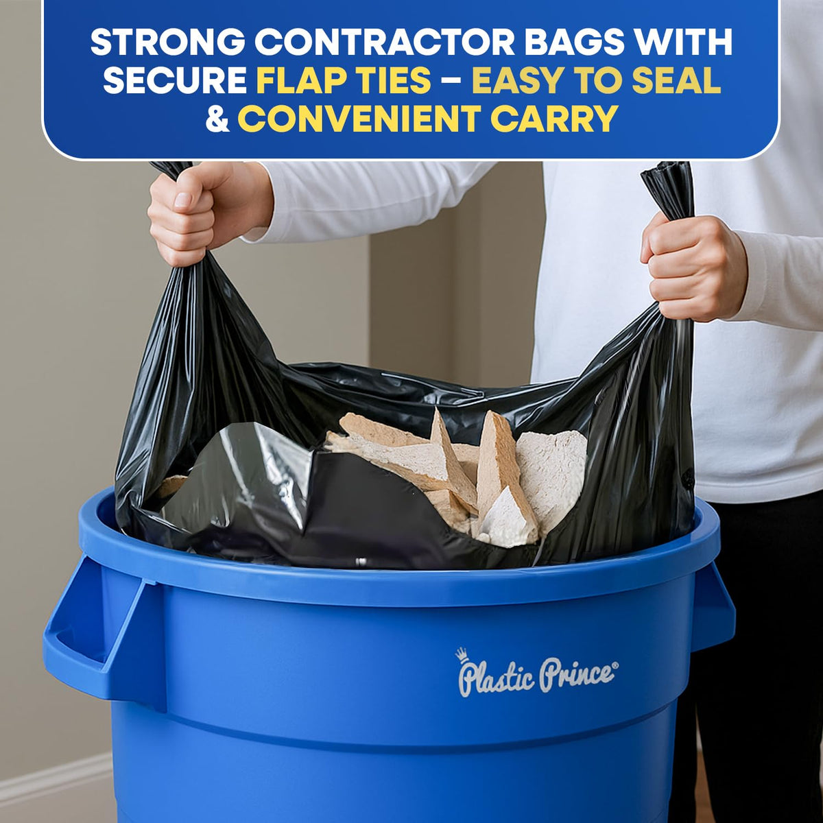 Black 42 Gallon 3 Mil Plastic Contractor Bags Pack of 20 W113