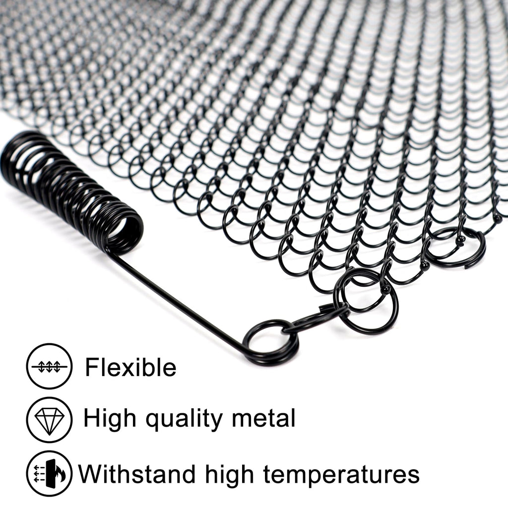 2 Pack Black Metal Fireplace Mesh Screen Curtain G44382