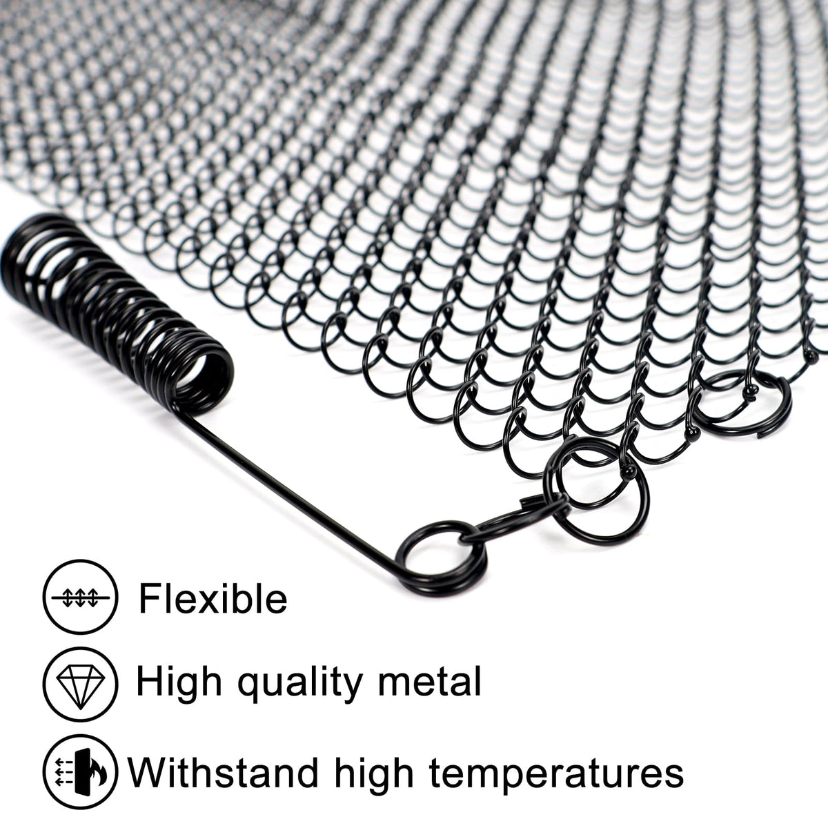 2 Pack Black Metal Fireplace Mesh Screen Curtain G44382
