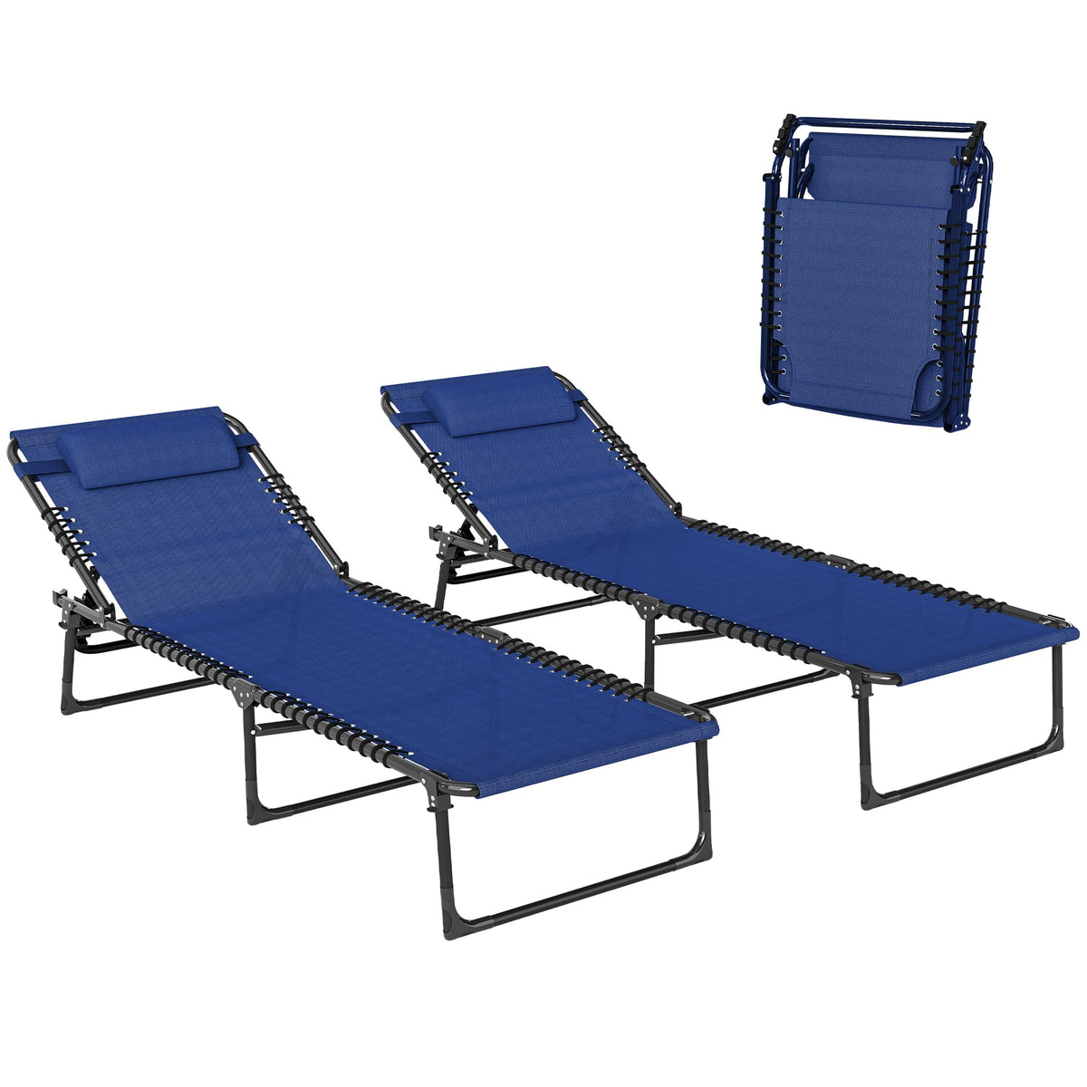 Folding Chaise Lounge Chair Set of 2 Blue L33502