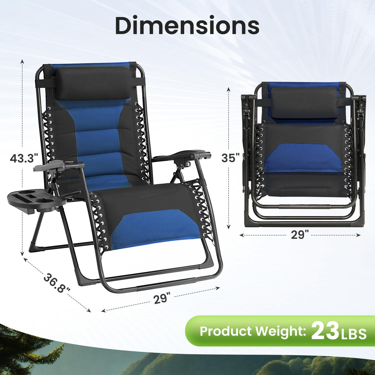 Oversized Zero Gravity Chair 2 Pack Black Blue Y288