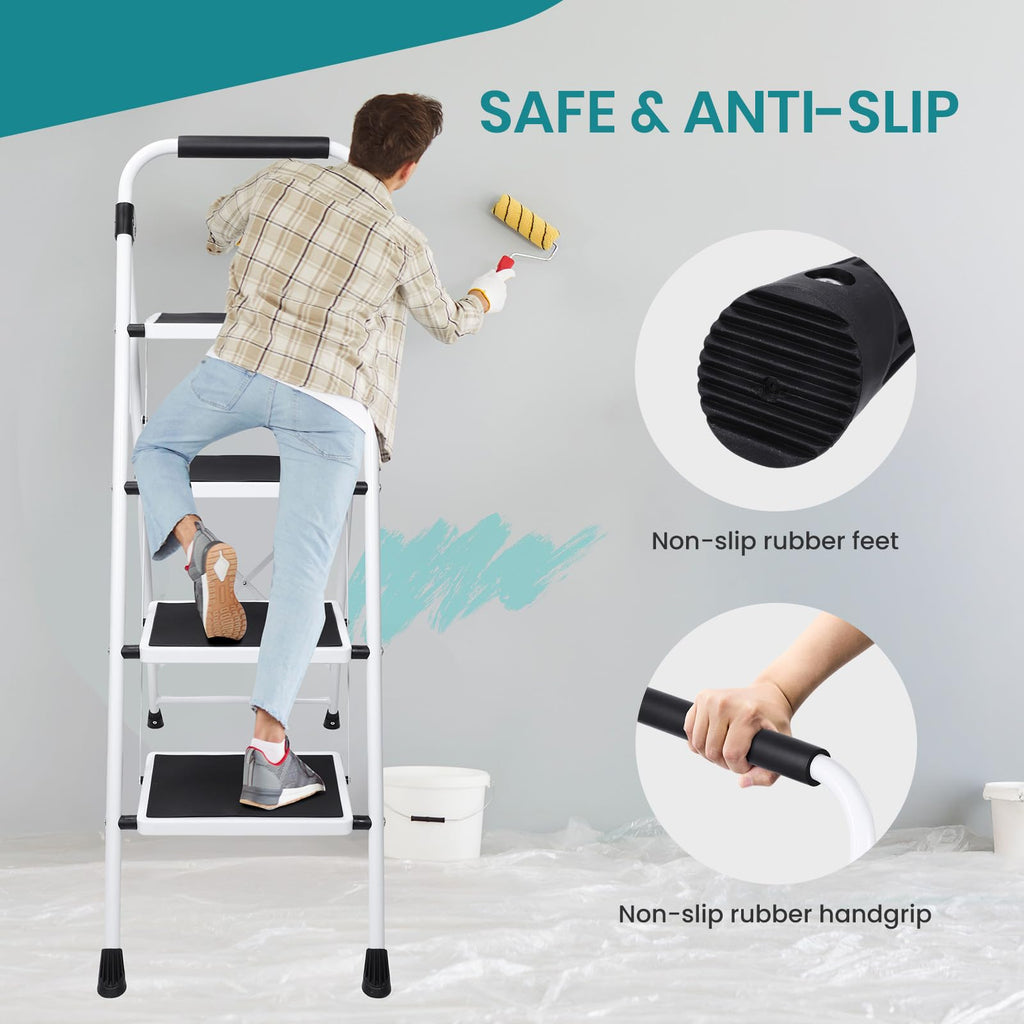 4 Step Foldable Step Stool with Anti-Slip Pedal J996
