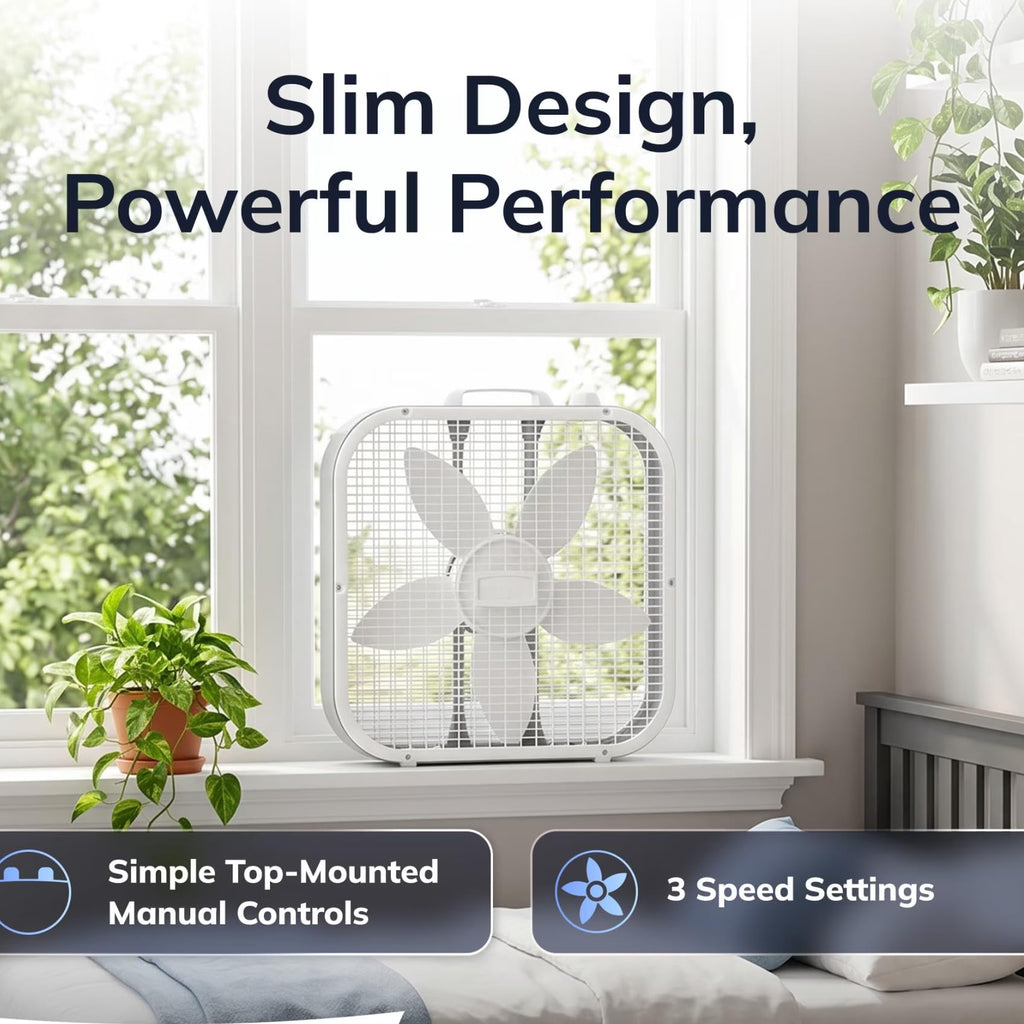 20 Inch 3-Speed Box Fan White D39421