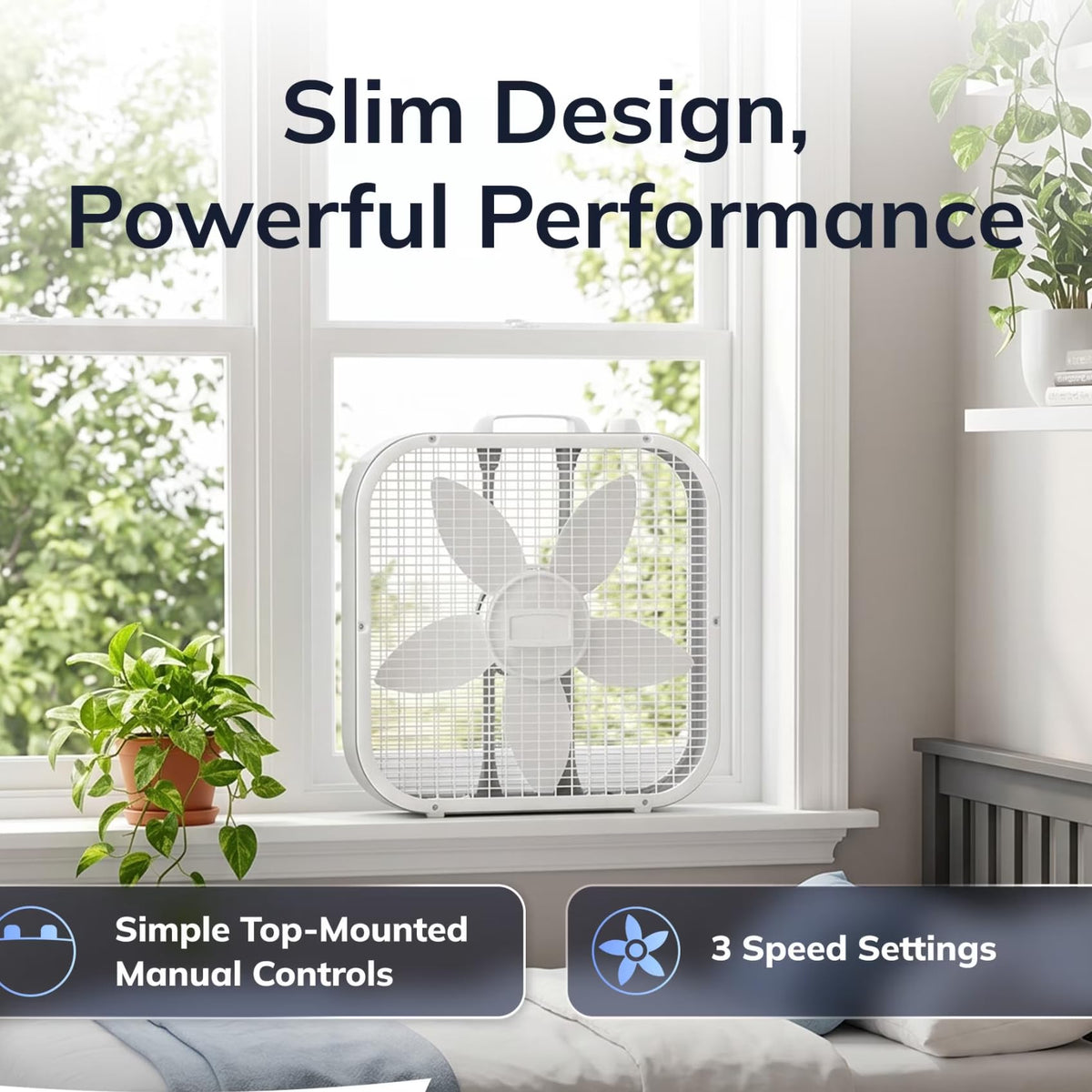 20 Inch 3-Speed Box Fan White D39421