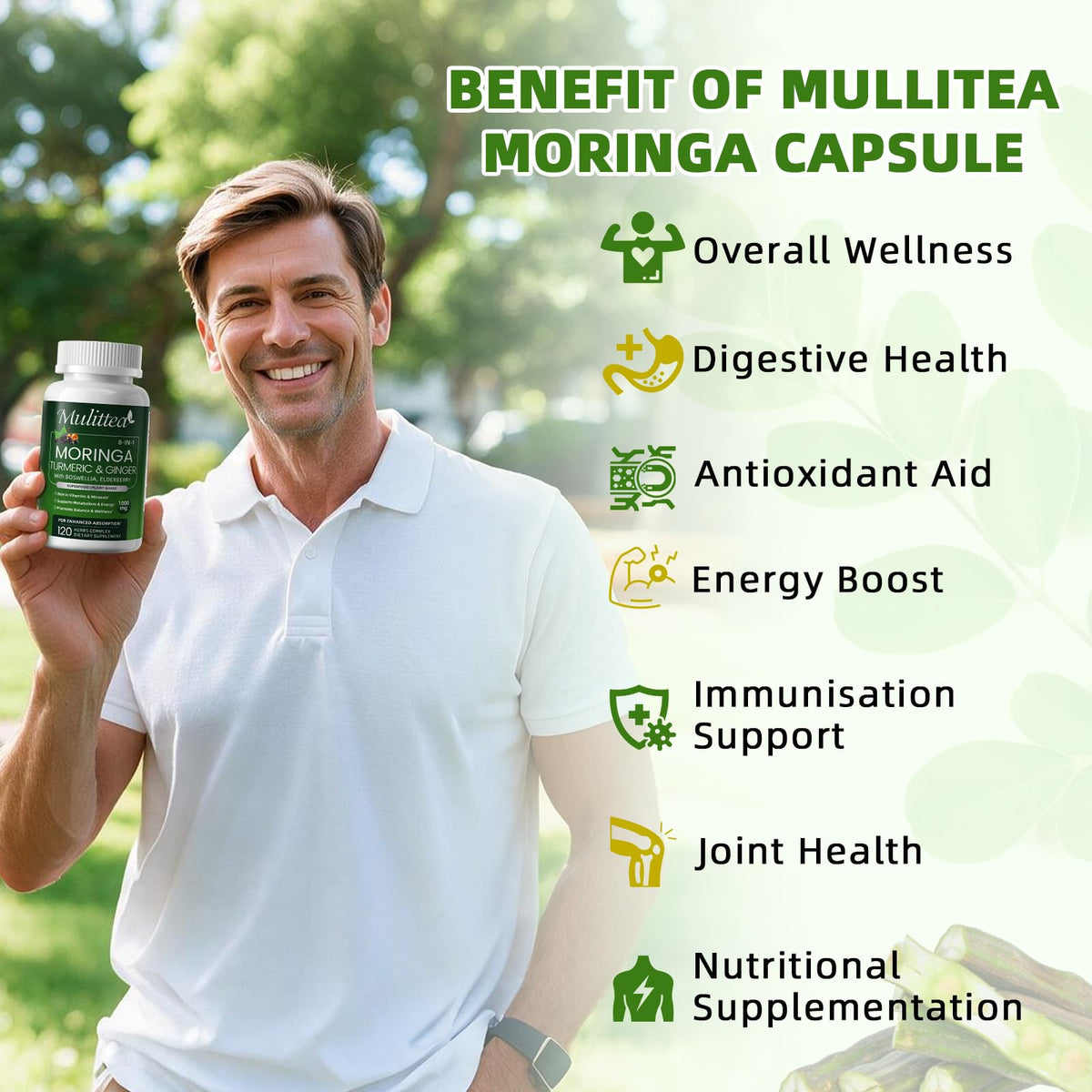 Moringa Capsules 1000mg with Ashwagandha & Turmeric E503716