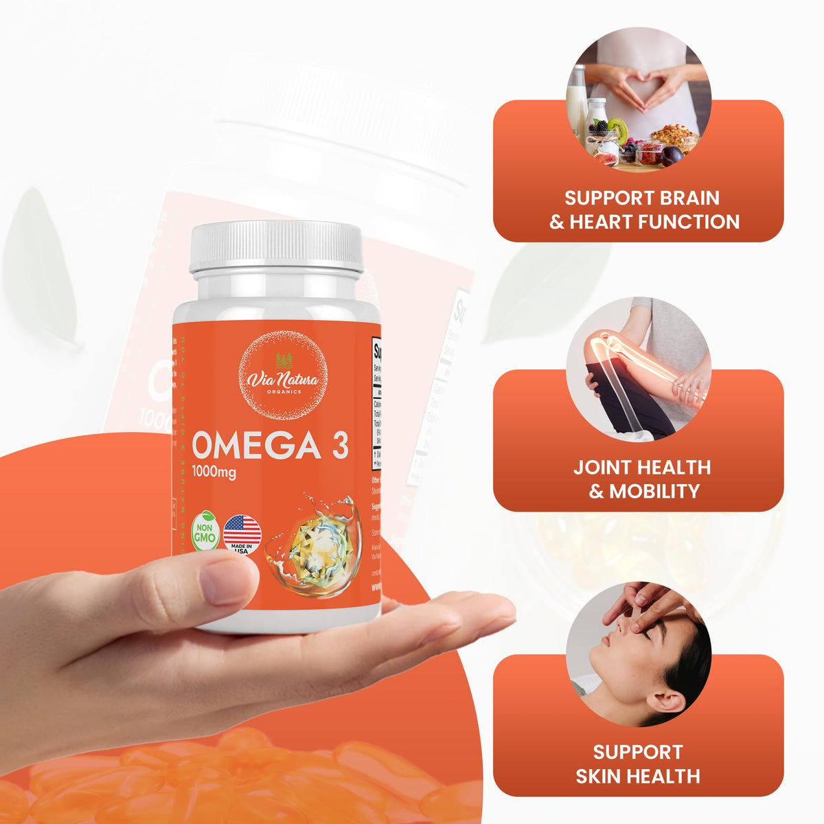 Omega 3 Fish Oil 1000mg EPA & DHA 60 Softgels U723