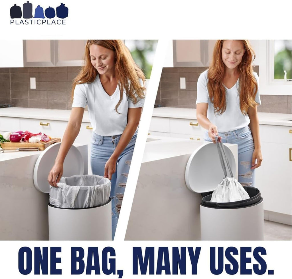 White Drawstring Trash Bags 13-16 Gallon 200 Count I4947