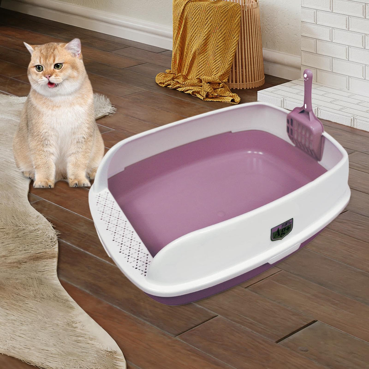 Pink High Sided Cat Litter Box S326577