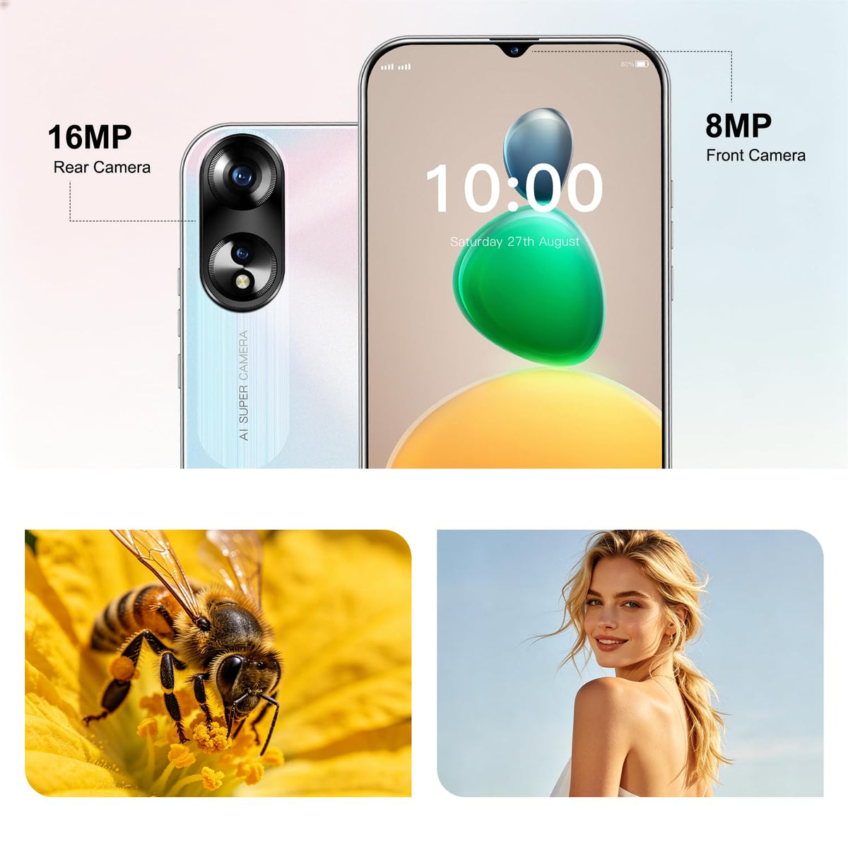 Unlocked 4G Smartphone 6.3 Inch Full Screen 3GB RAM 32GB ROM Black V231903