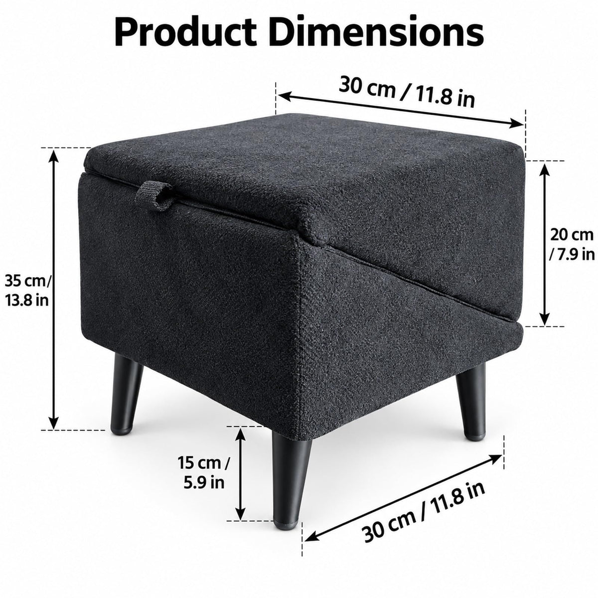 Foldable Dog Stairs Ottoman 2 in 1 Pet Steps with Storage B205159