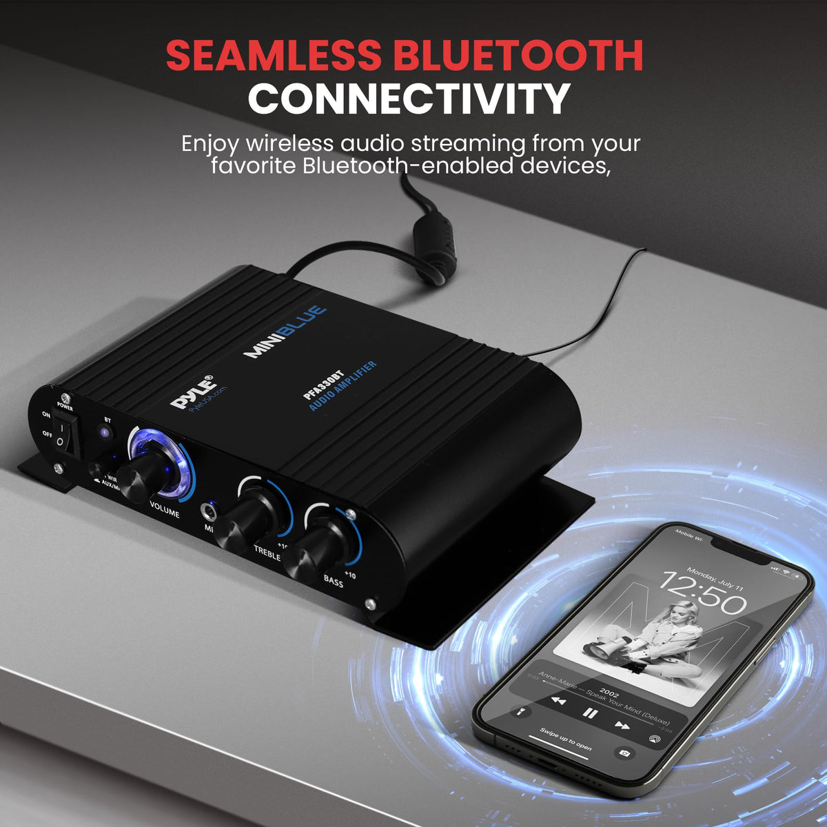 90W Dual Channel Mini Portable Power Stereo Sound Receiver H66745