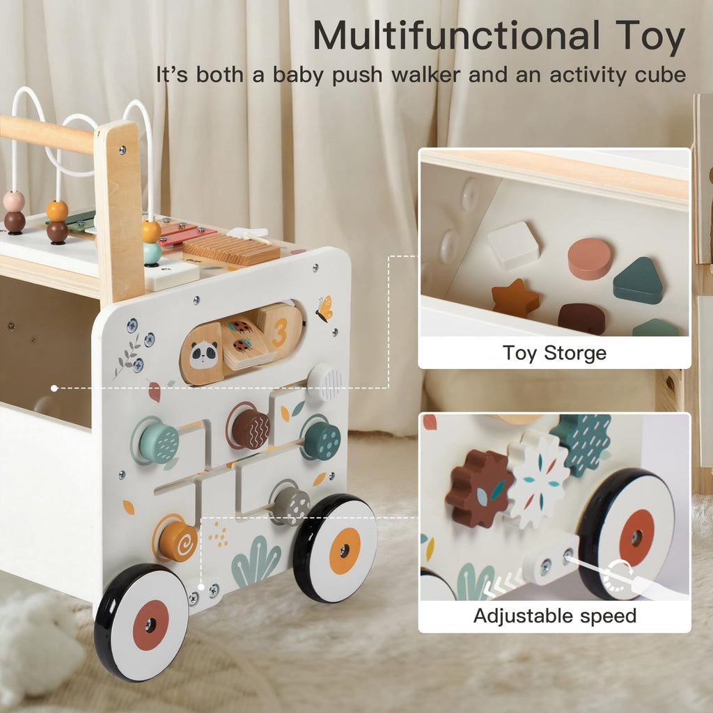 Wooden Baby Walker Activity Cube Push Walker U998354