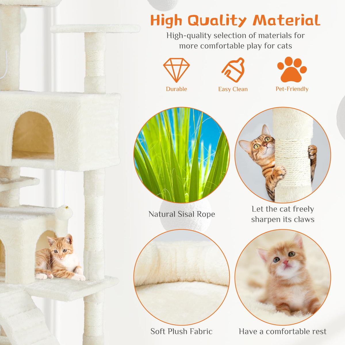 54-inch Cat Tree Tower with Scratching Posts C5837