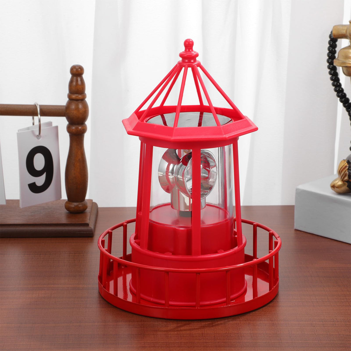 Rotating Metal Solar Lighthouse R32639