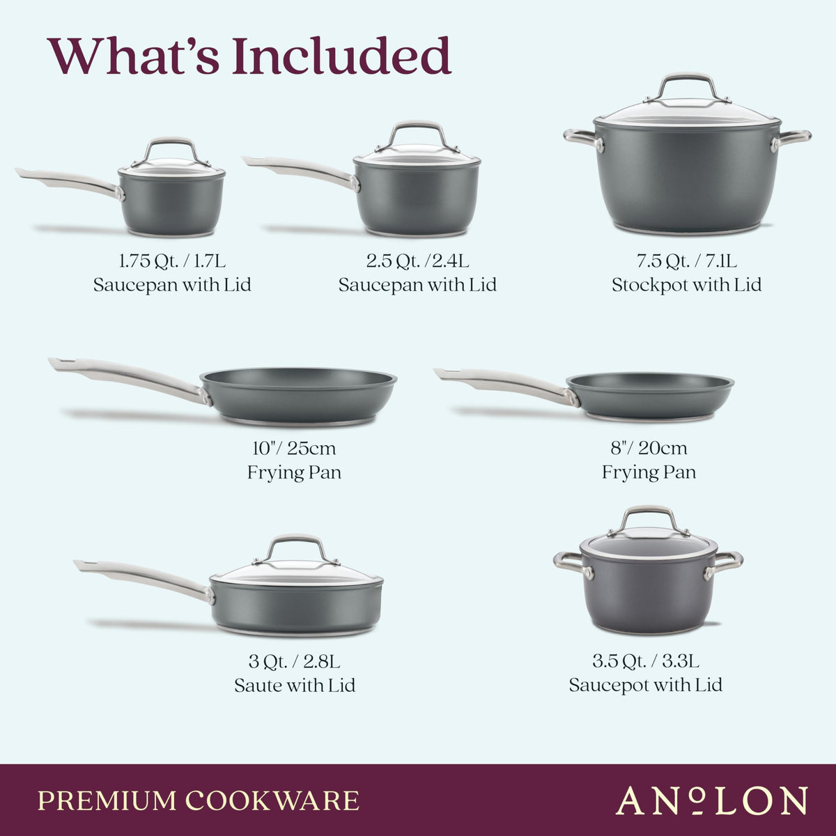 12 Piece Hard Anodized Nonstick Induction Cookware Set D368