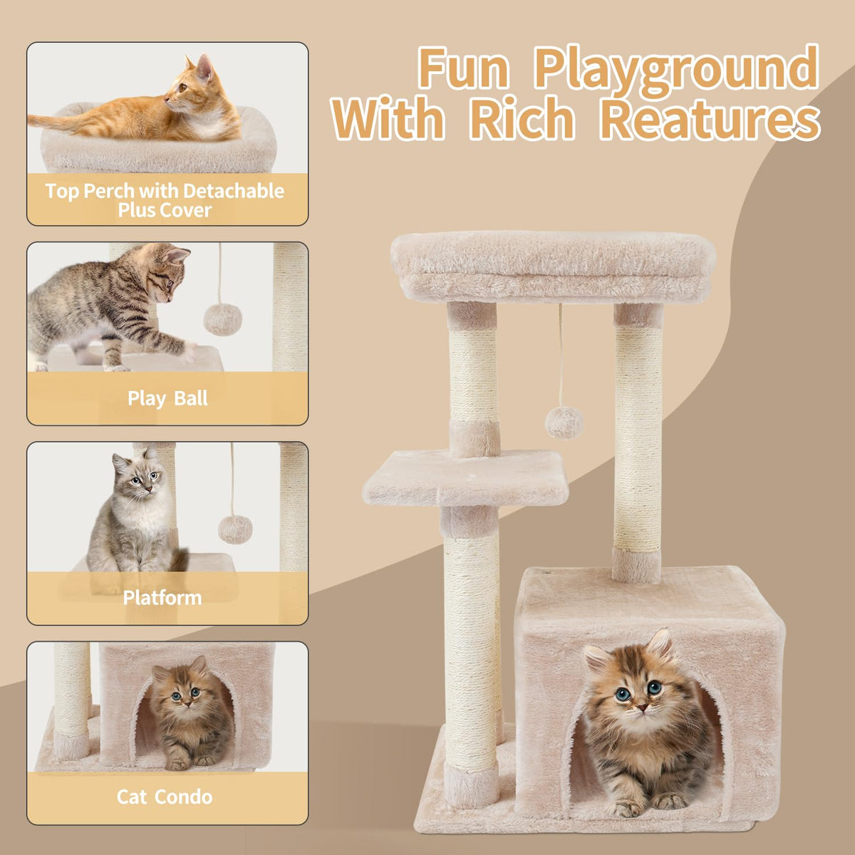 Cat Tree with Sisal Scratching Posts U44302