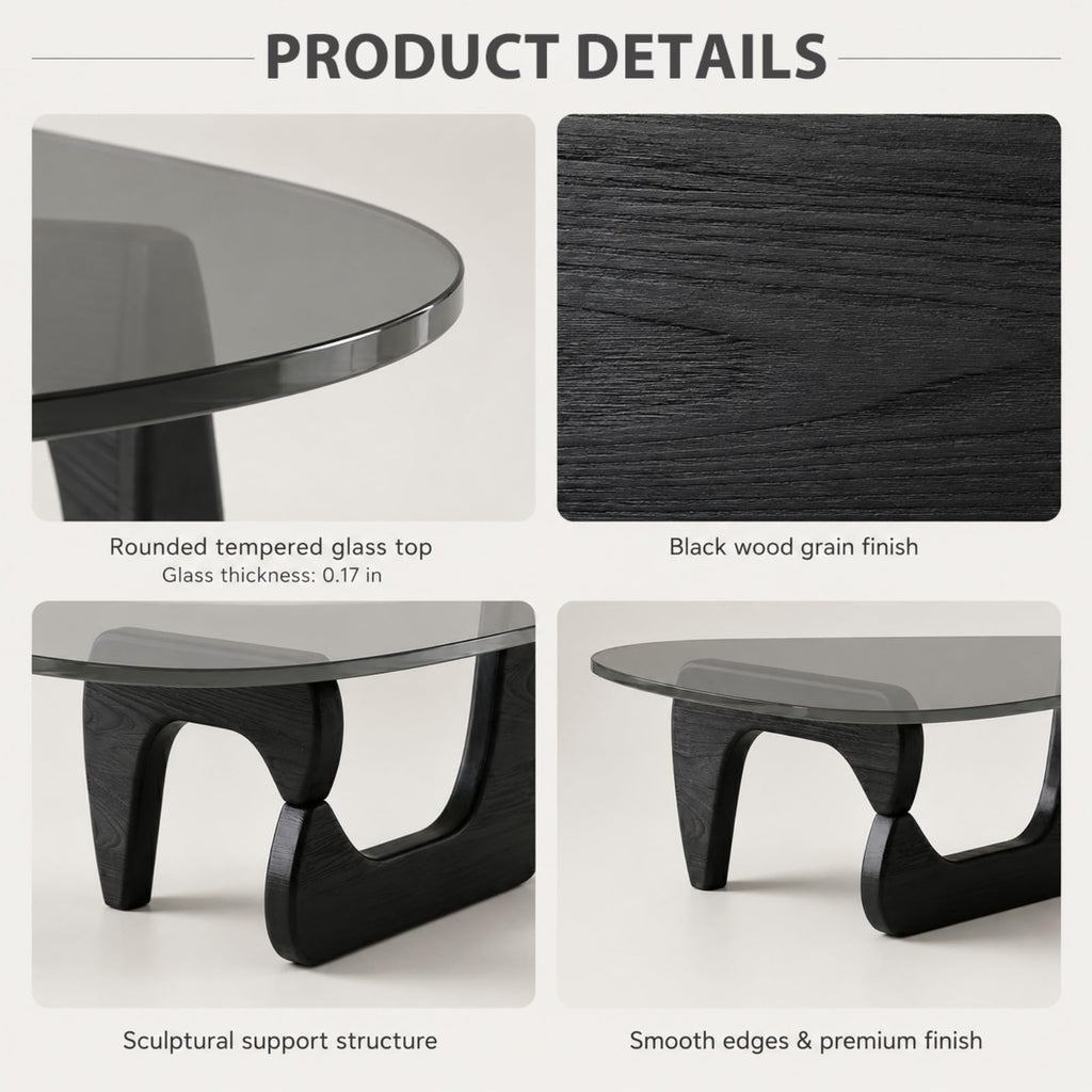 Glass Coffee Table with Wood Grain Base Z983