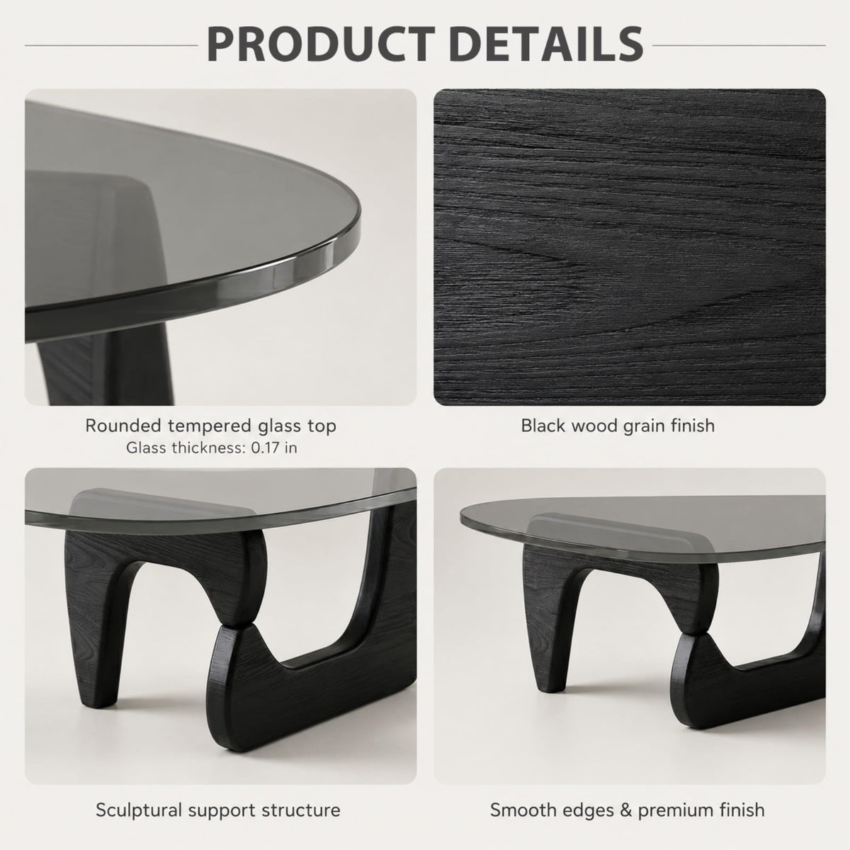 Glass Coffee Table with Wood Grain Base Z983