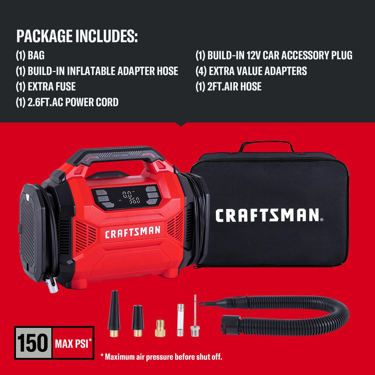 Dual Power Tire Inflator with Digital Gauge K6116