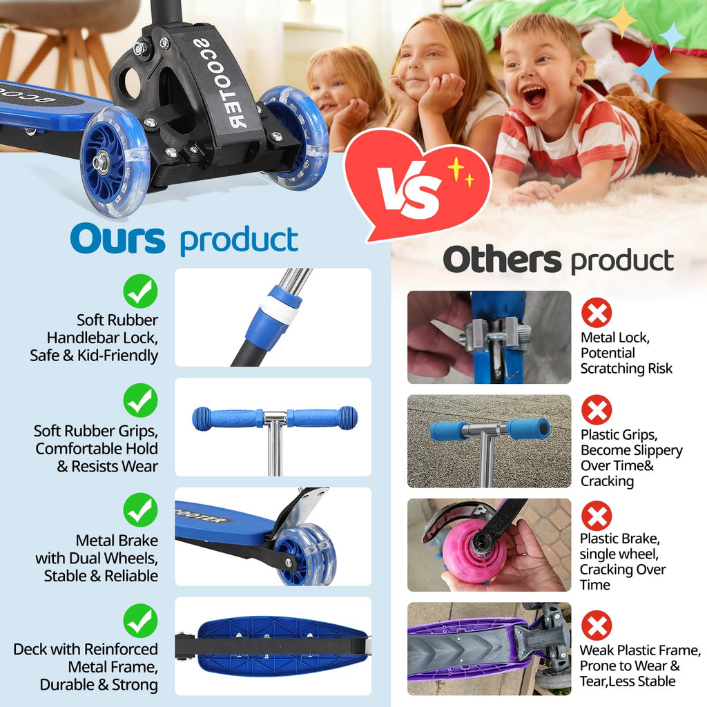 3 Wheel Kids Kick Scooter with Light-Up Wheels and Adjustable Handlebar A7652
