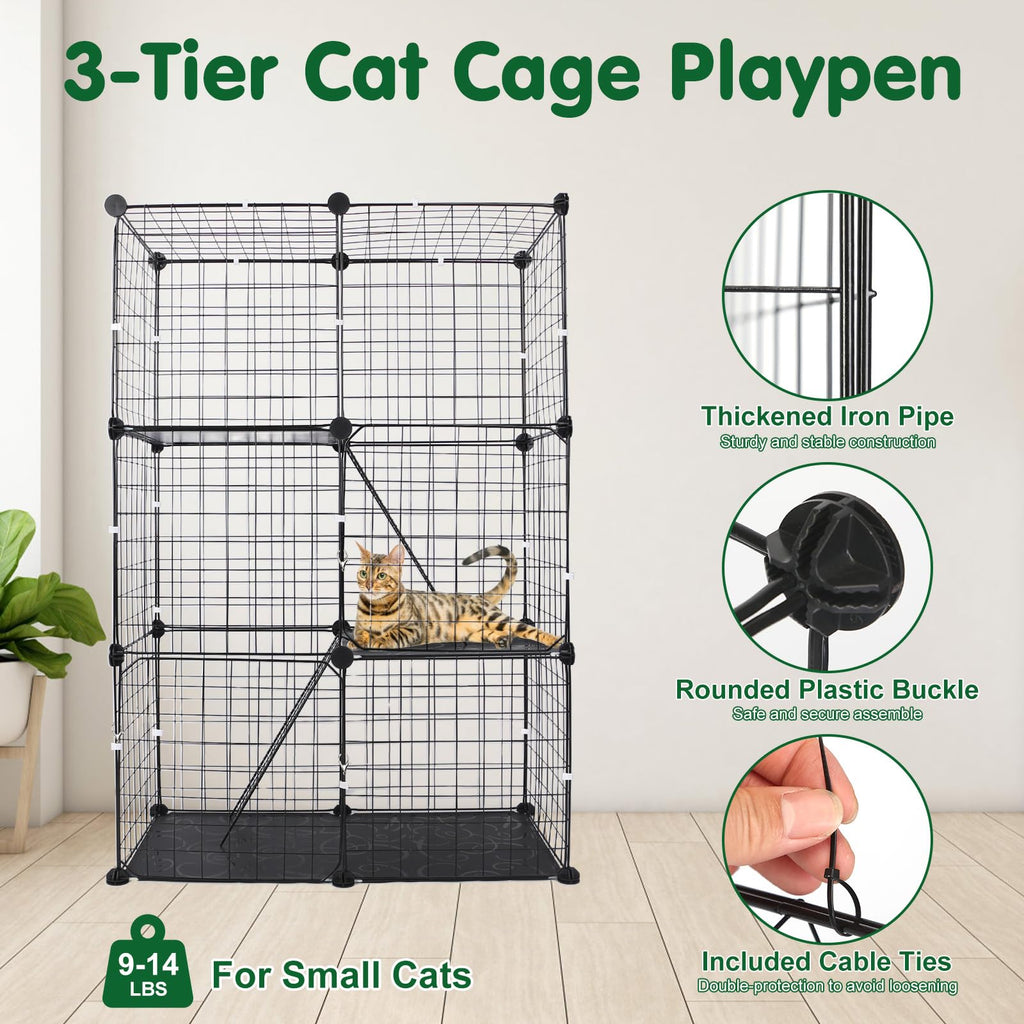 3 Tier Cat Cage with 3 Doors 2 Ladders N5403