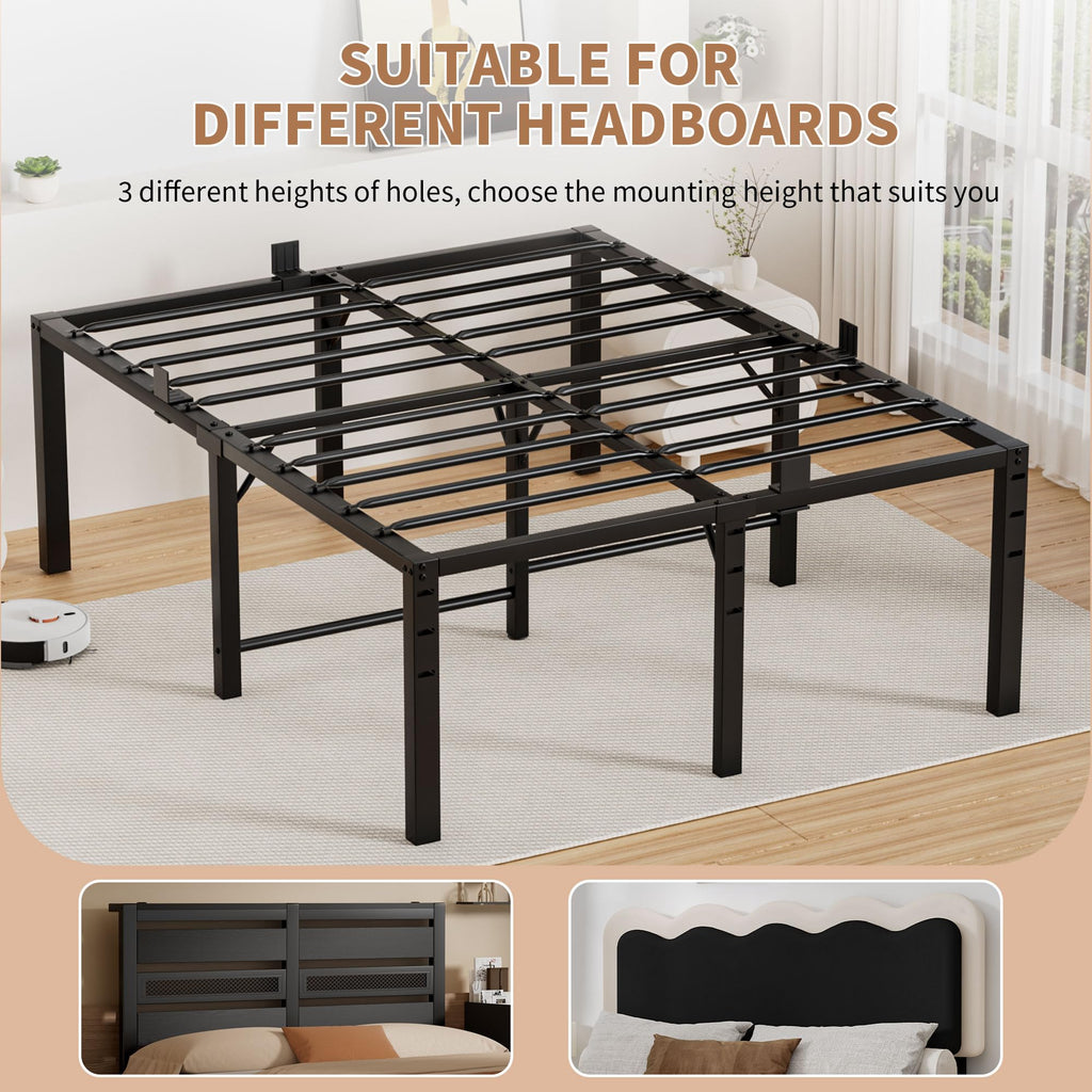 18 Inch Queen Size Black Metal Platform Bed Frame L582
