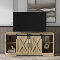 Sliding Barn Door Wood TV Stand with Adjustable Shelves V24498