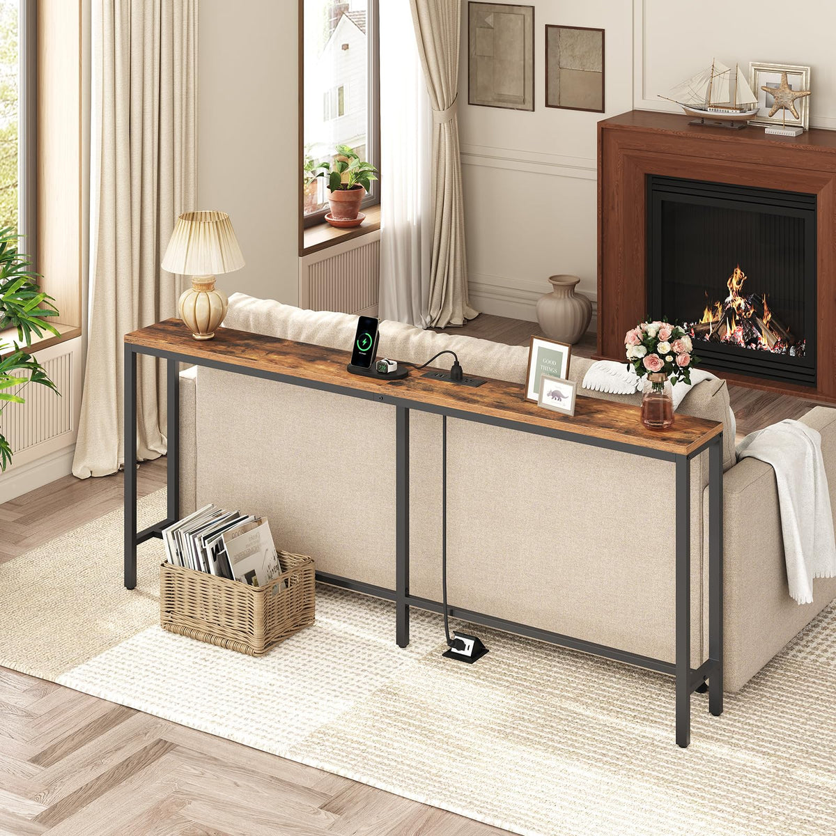70.9" Narrow Console Table with Power Outlet M59848