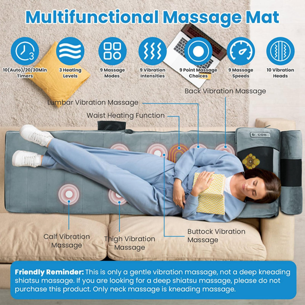 Full Body Electric Heating Vibration Massage Mat Cushion N4109