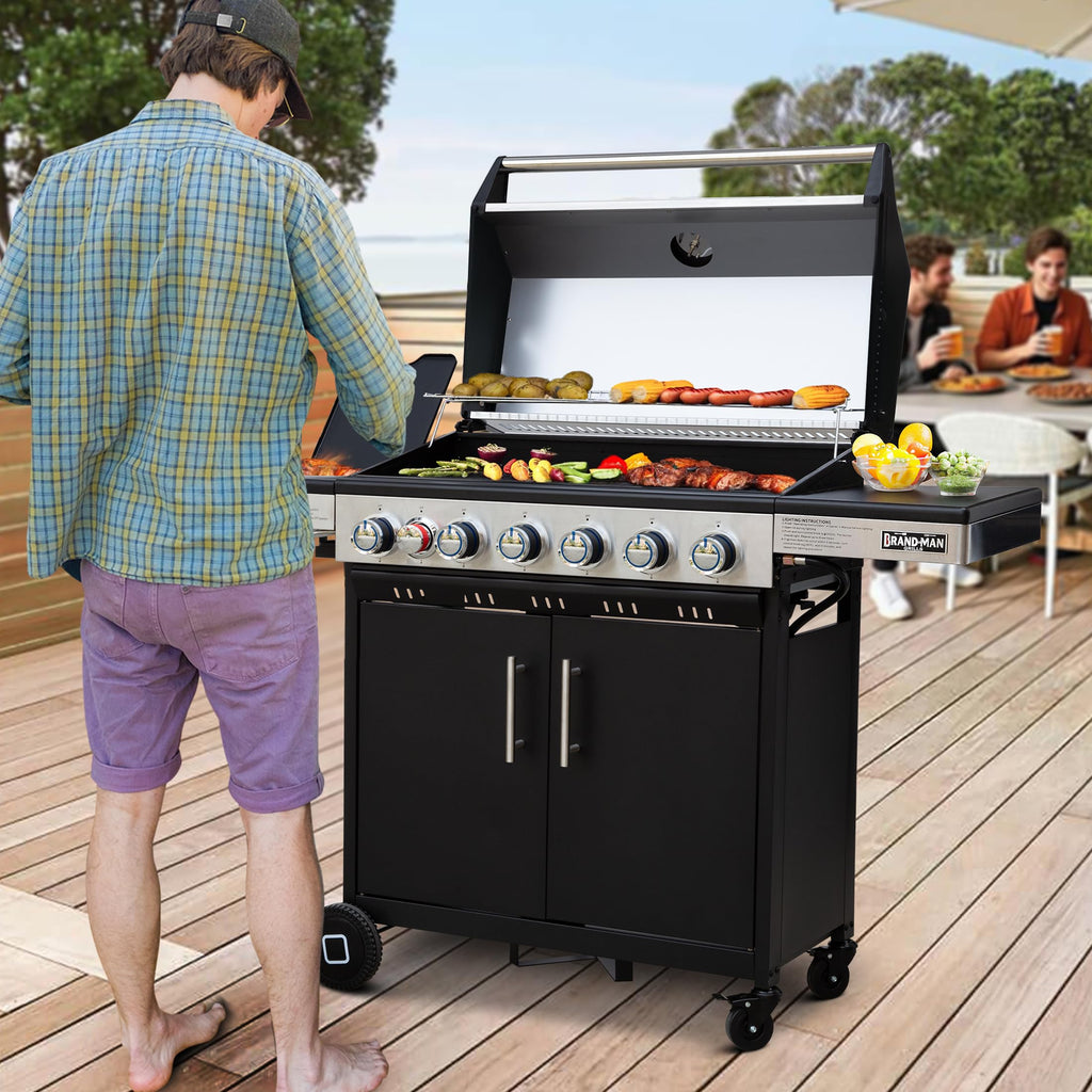 6-Burner Propane Gas Grill with Infrared Sear Side Burner D996