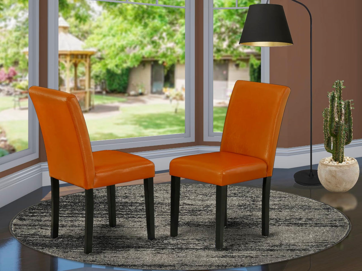 Baked Bean Faux Leather Upholstered Dining Chairs Set of 2 E383