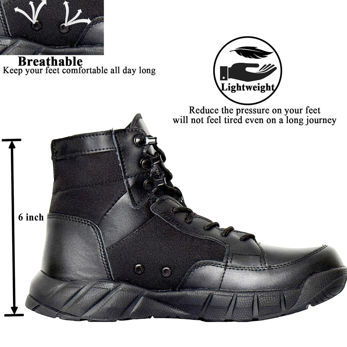 6 Inch Lightweight Tactical Combat Boots Coyote Military Hiking Shoes X312683