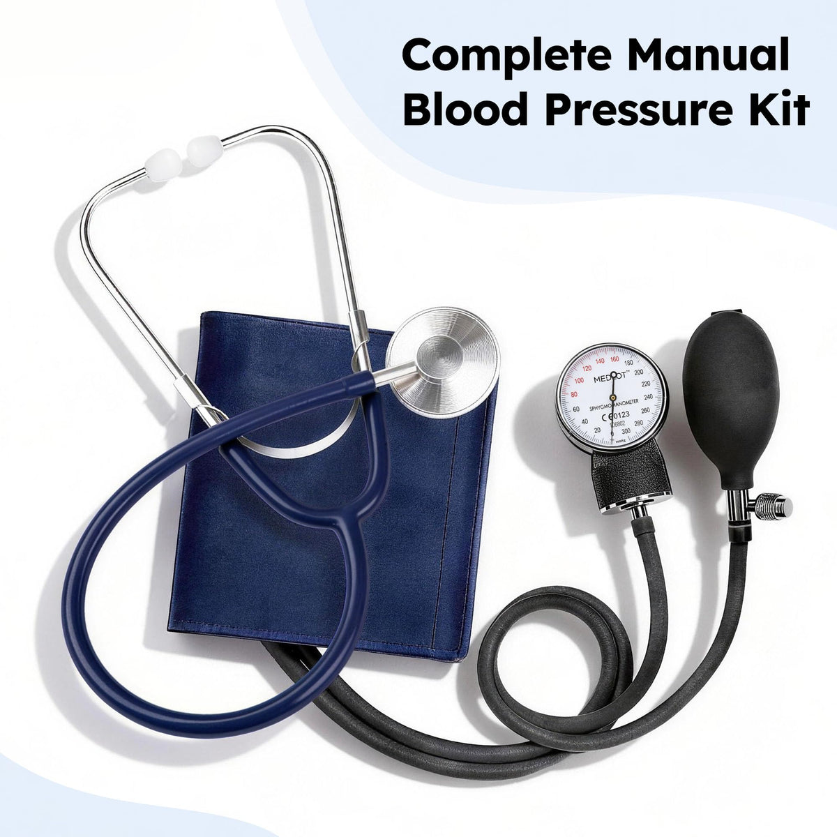Blood Pressure Cuff and Stethoscope Kit with D-Ring, Standard Adult Size, Navy L75403