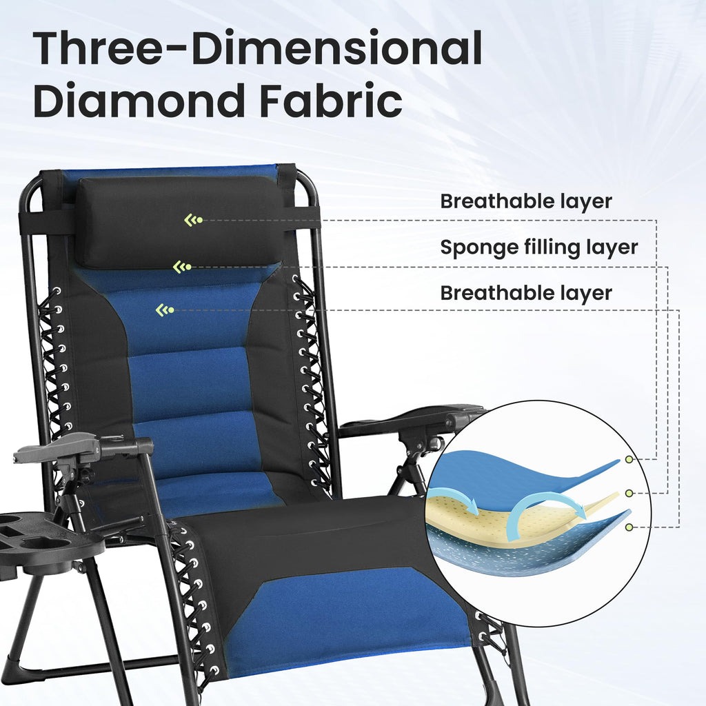 Oversized Zero Gravity Chair 2 Pack Black Blue Y288