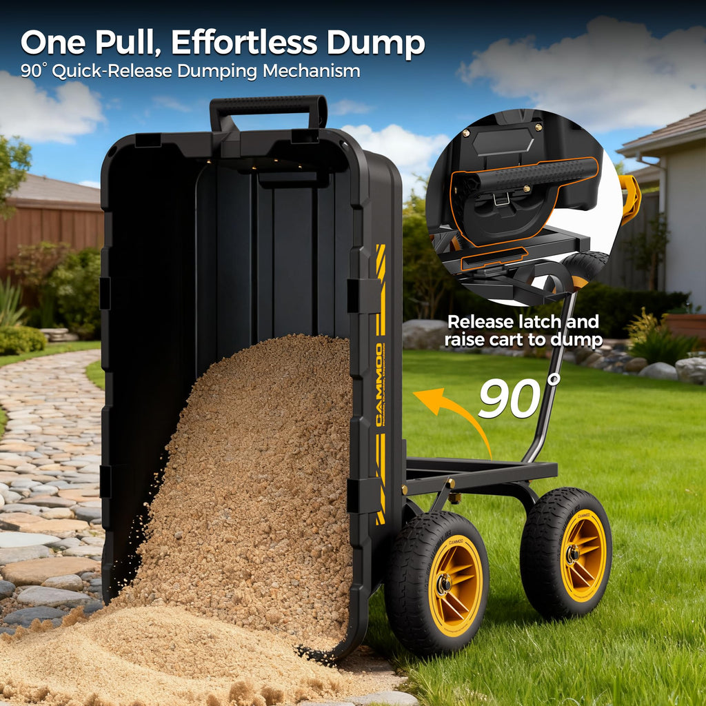 10-in No-Flat Tires Garden Dump Cart Wheelbarrow F7727