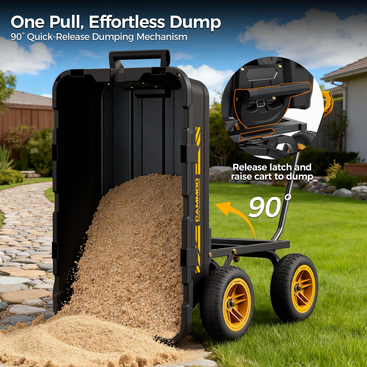 10-in No-Flat Tires Garden Dump Cart Wheelbarrow F7727