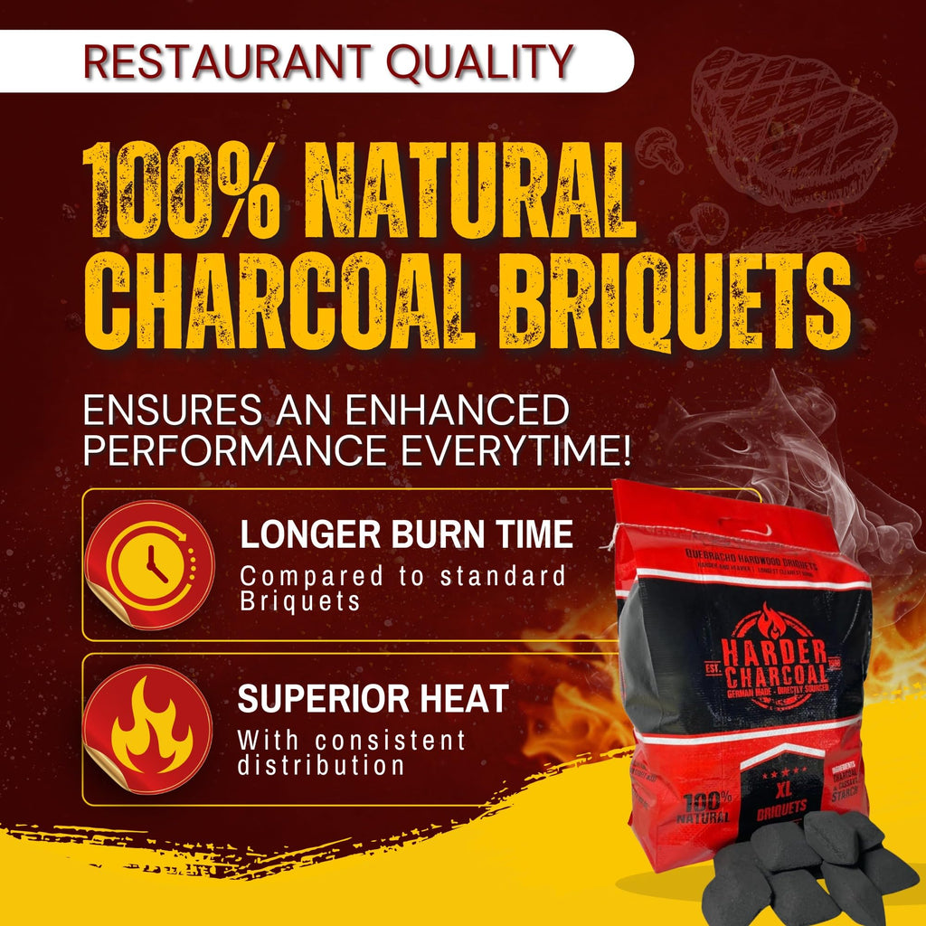 XL Quebracho Hardwood Briquets, Natural Wood Charcoal with Cassava Starch (10 LB) E336086
