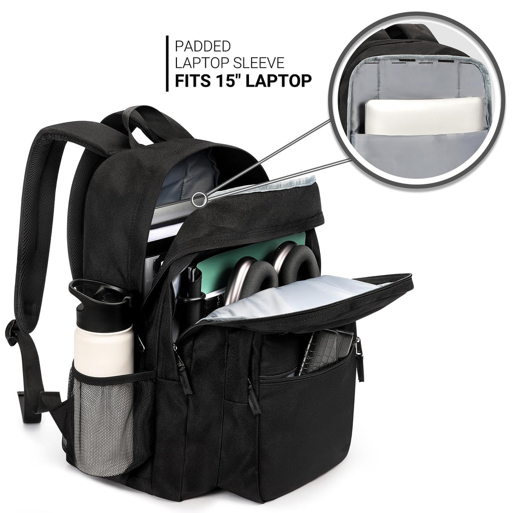 Black 26L Water Resistant Backpack U3721