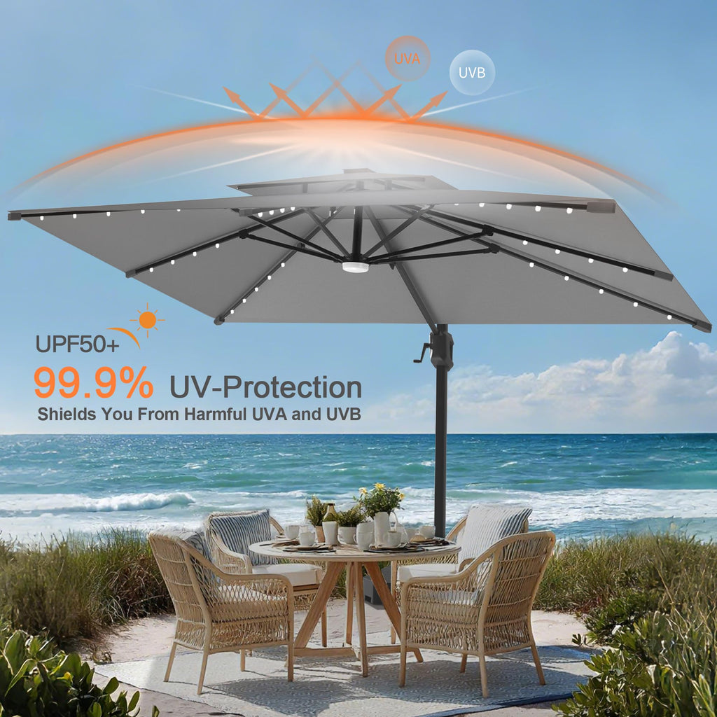 10' X 10' Cantilever Umbrella with LED Lights Z91460