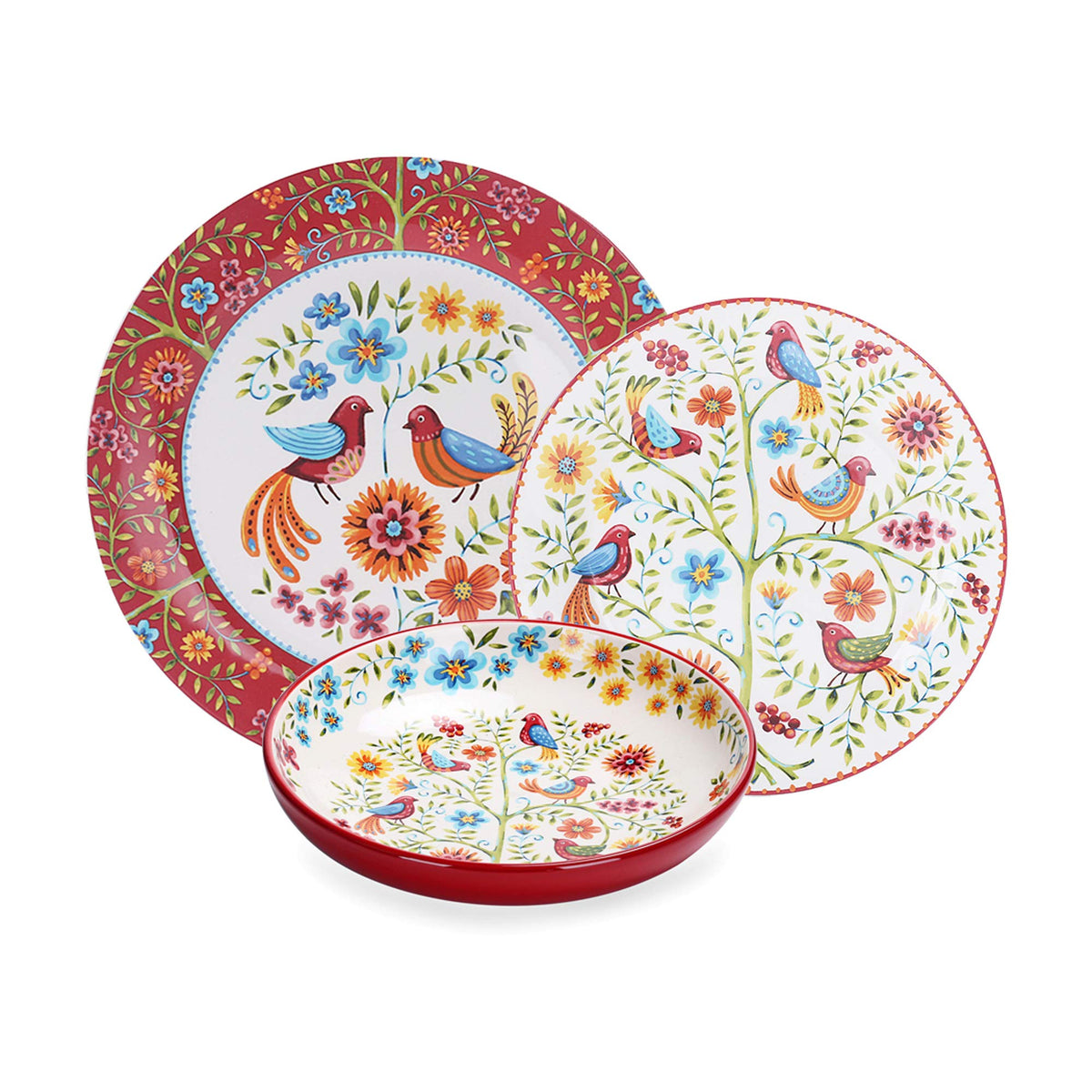 Red Ceramic 12 pcs Dinnerware Set, Service for 4 H280