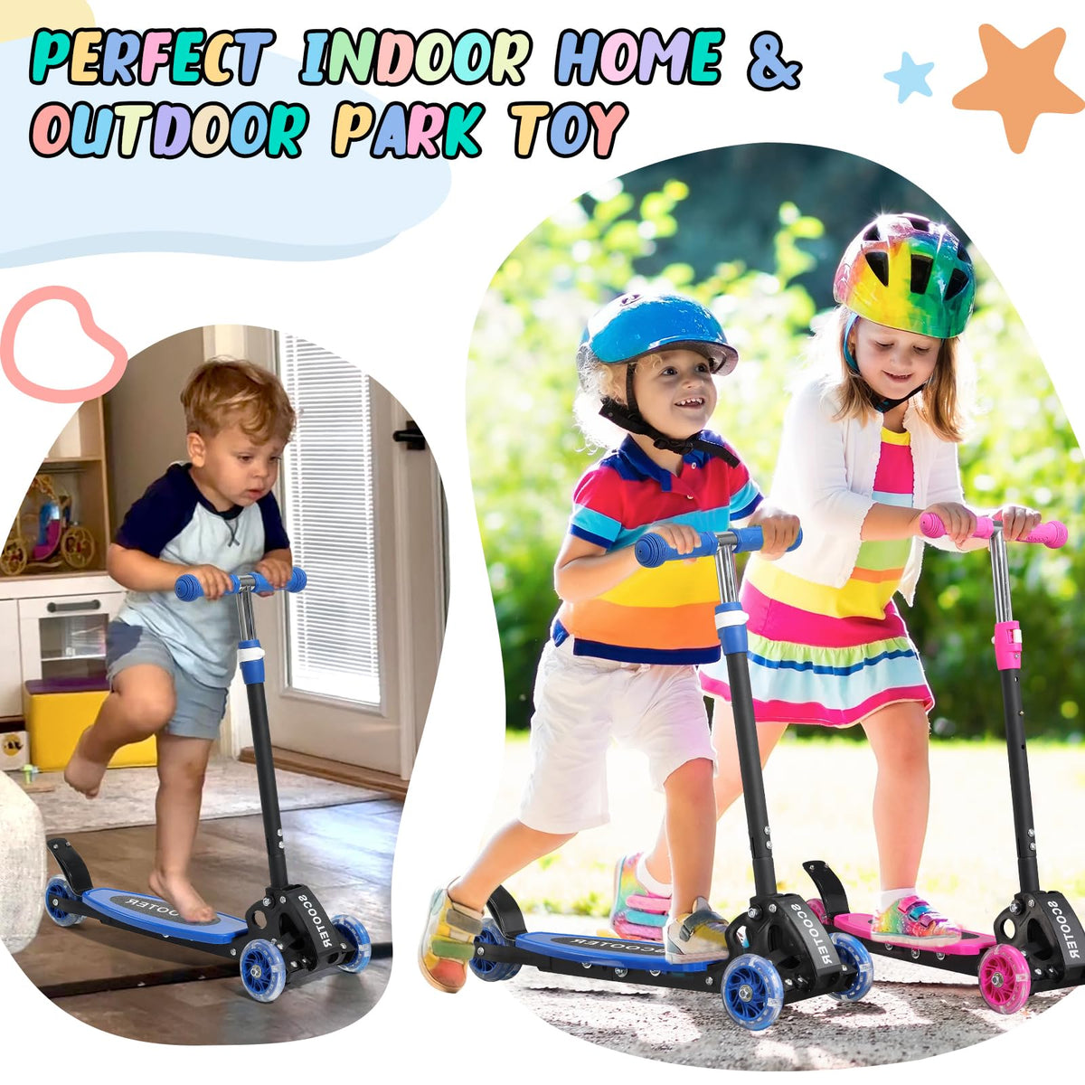 3 Wheel Kids Kick Scooter with Light-Up Wheels and Adjustable Handlebar A7652