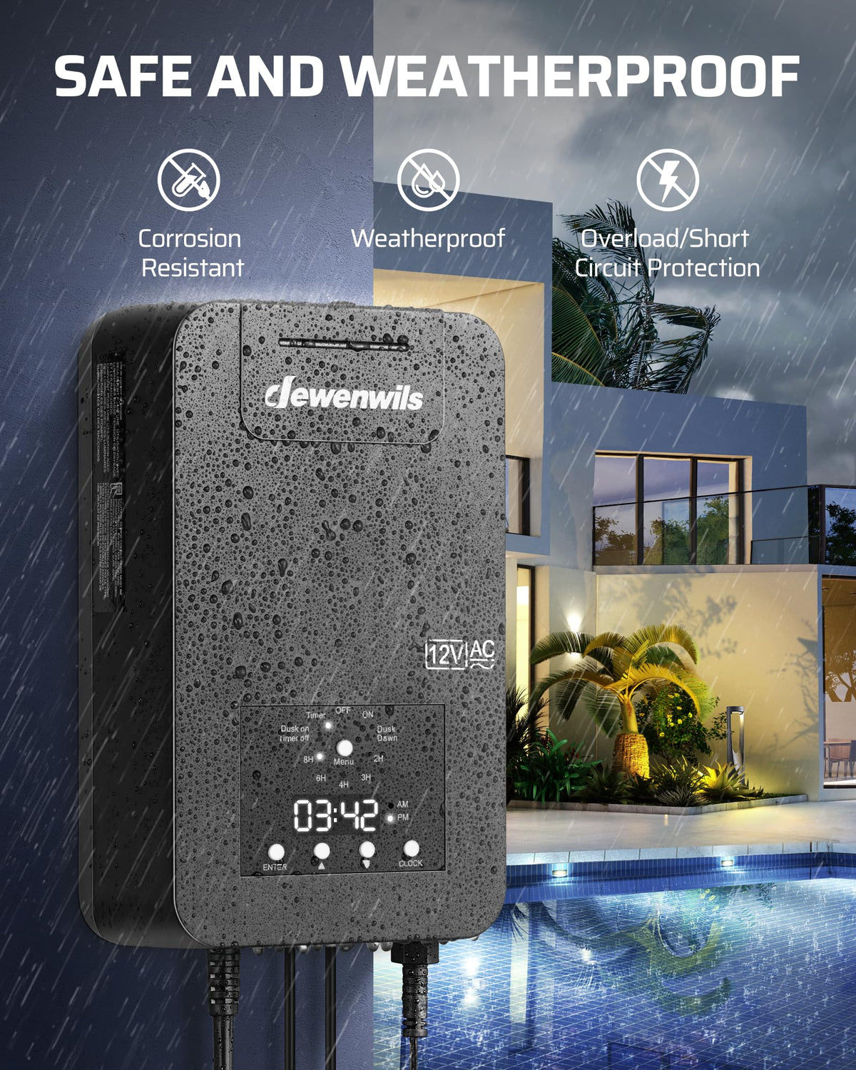 200W Low Voltage Transformer with Photocell Sensor & Timer C405028