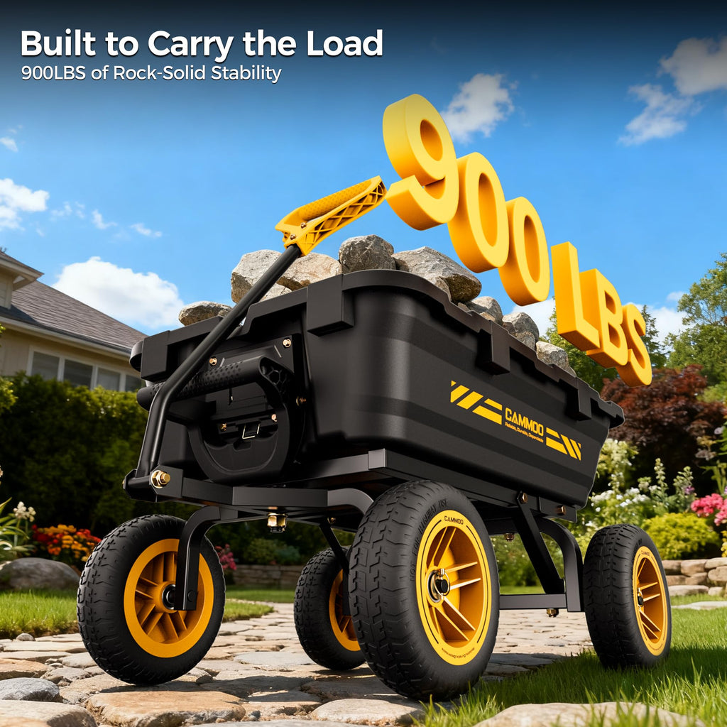 10-in No-Flat Tires Garden Dump Cart Wheelbarrow F7727
