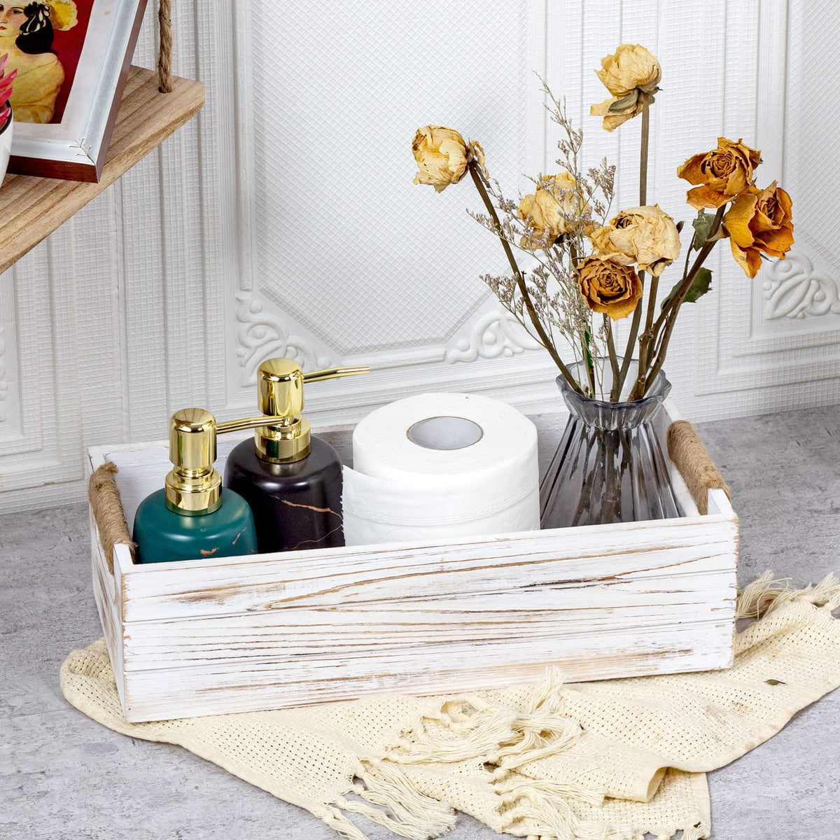 Rustic Wooden Toilet Paper Holder M979
