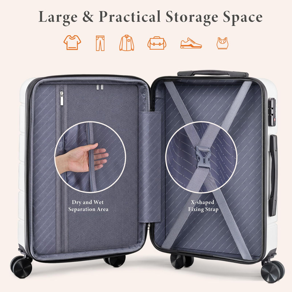 20 Inch White Hard Shell Carry on Luggage B922583
